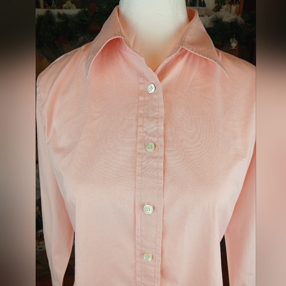 J. Crew Haberdashery Women's Pink Collar Stretch Button-Up Shirt ¾ sleeves LN - Picture 3 of 6